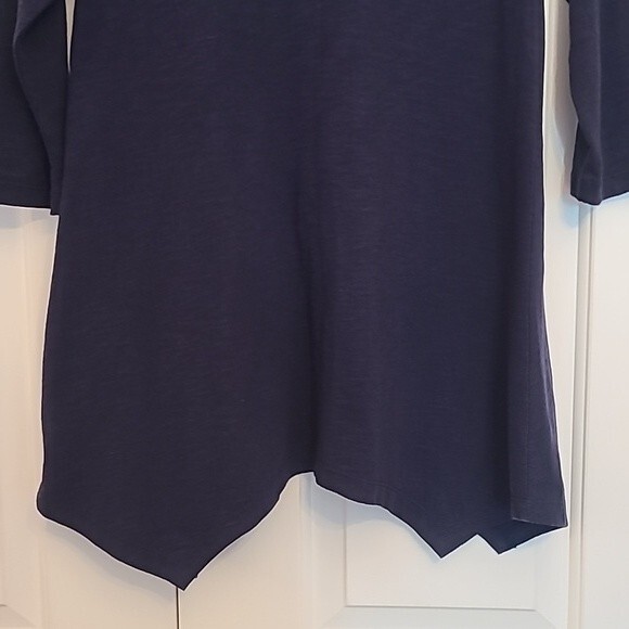 Soft Surroundings Danielle Button Down Asymmetrical Navy Tunic Top Blue Size XS - Picture 5 of 7